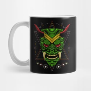 Devil face illustration. head of demon. Mug